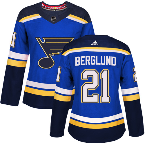 Adidas St.Louis Blues 21 Patrik Berglund Blue Home Authentic Women Stitched NHL Jersey